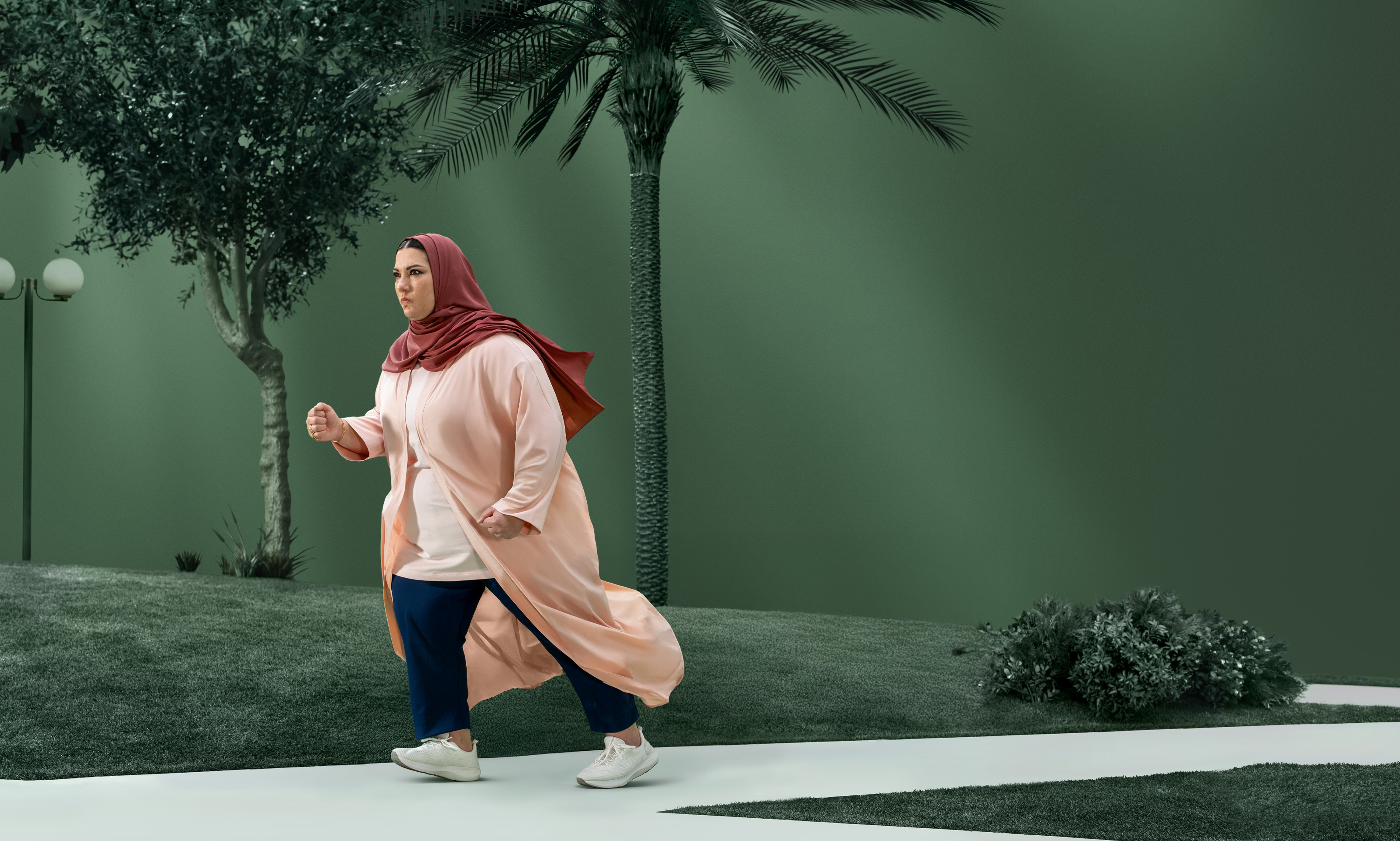 Woman with obesity with resistance bands holding her in place attached to the words "The Body Can Resist Weight Loss"